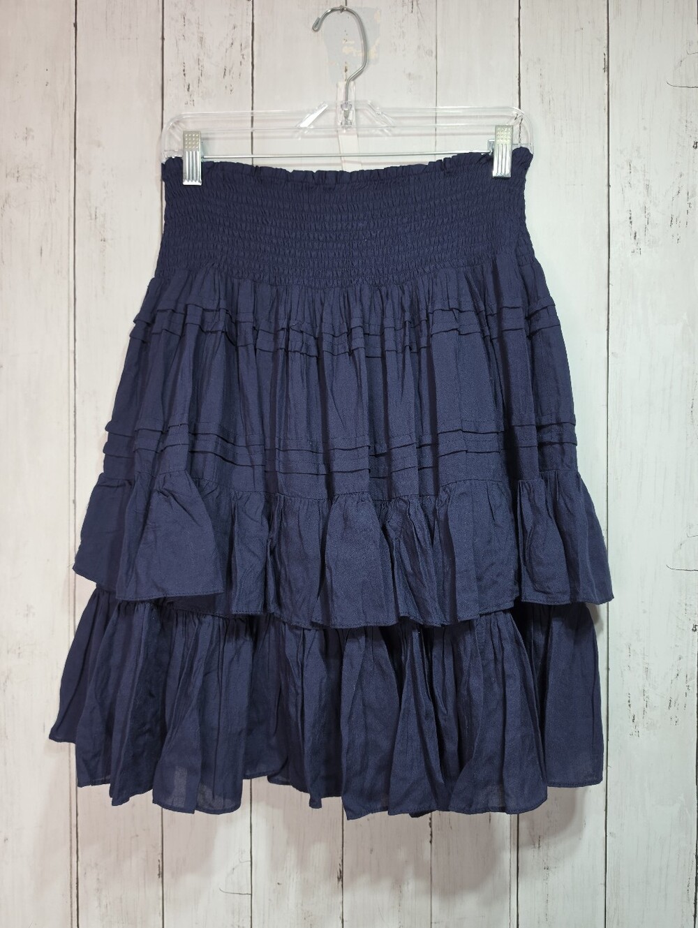 Lauren Ralph Lauren LRL Women's Navy Blue Tiered Ruffle Skirt Lined Size 8.